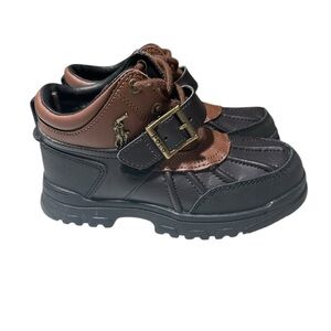 Polo by Ralph Lauren Kids' Black and Brown Adventure Boots size 12 young kids.